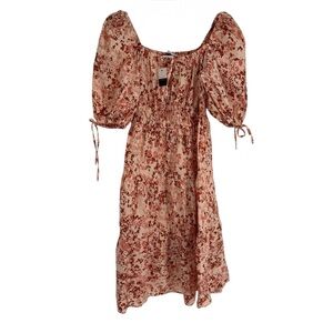 Eloquii Womens Puff Sleeve Tiered Midi Dress NWT Milkmaid Size 14 Rust cottage